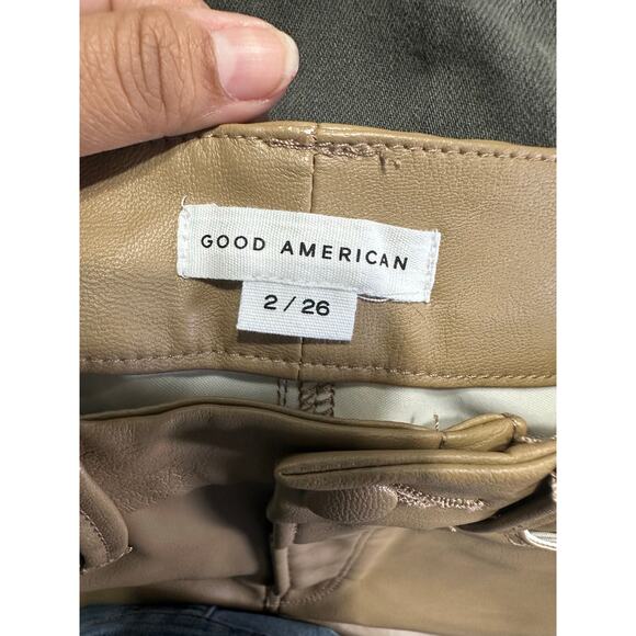 Good American “Better Than Leather” Good Boy Faux Leather Pants Sleek High-Rise - Picture 7 of 9
